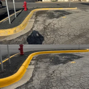 The Service Shown Is Pressure Washing A Curb To Remove Dirt And Grime Restoring Its Appearance