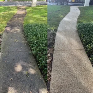 The Service Shown Is Pressure Washing A Concrete Walkway Removing Dirt And Grime For A Clean Finished Appearance